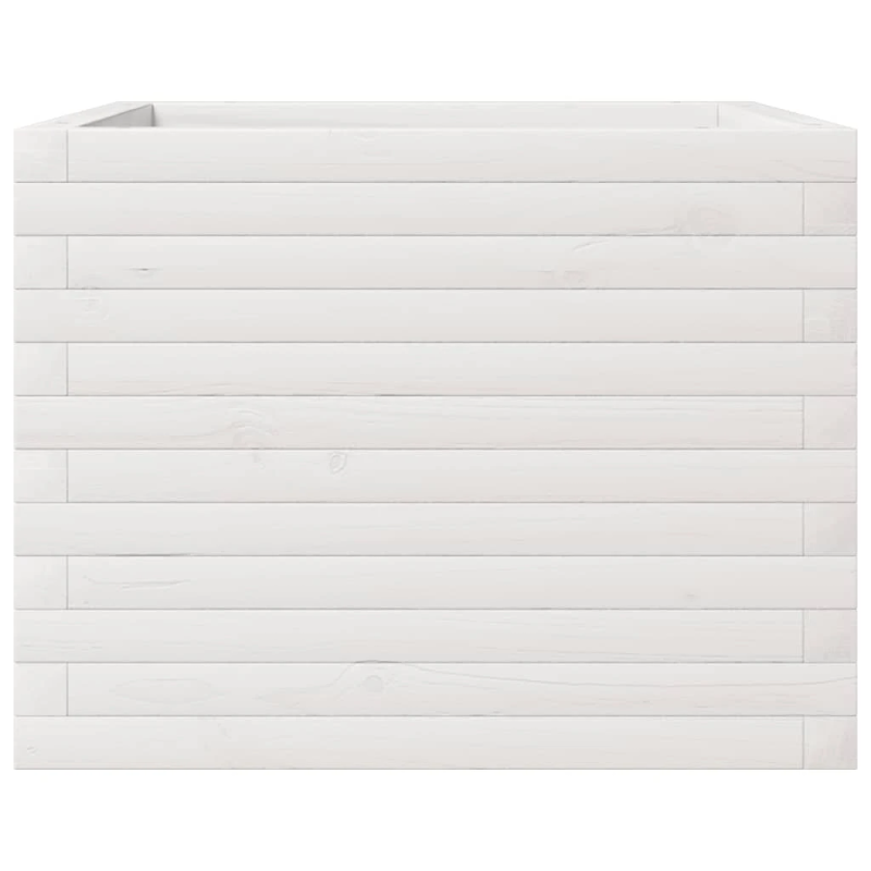 vidaXL dārza puķu kaste, balta, 60x60x45,5 cm, priedes masīvkoks