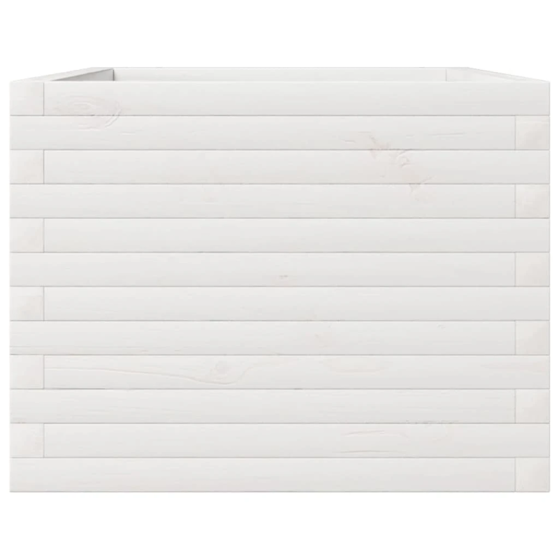 vidaXL dārza puķu kaste, balta, 110x60x45,5 cm, priedes masīvkoks