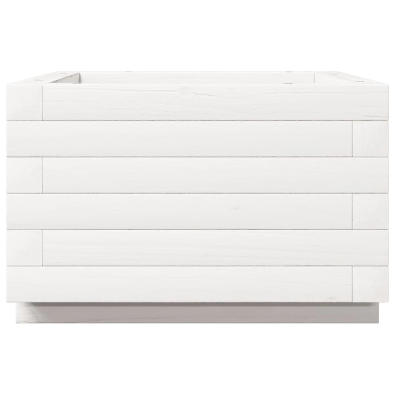 vidaXL dārza puķu kaste, balta, 40x40x26,5 cm, priedes masīvkoks