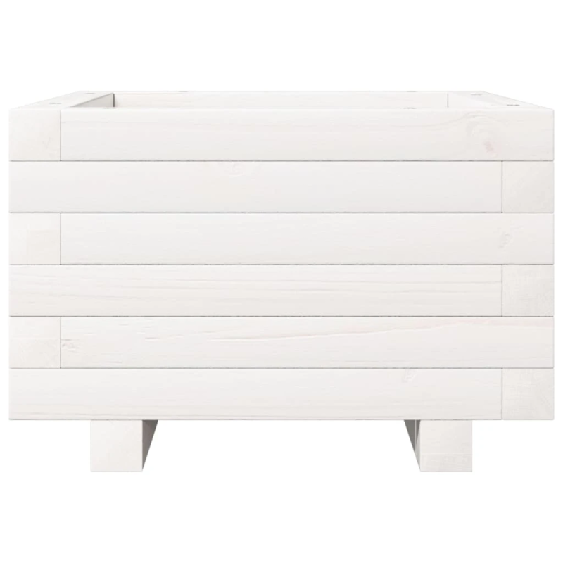 vidaXL dārza puķu kaste, balta, 40x40x26,5 cm, priedes masīvkoks