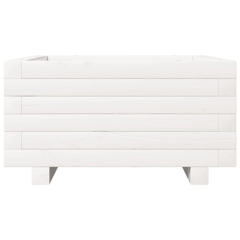 vidaXL dārza puķu kaste, balta, 50x50x26,5 cm, priedes masīvkoks