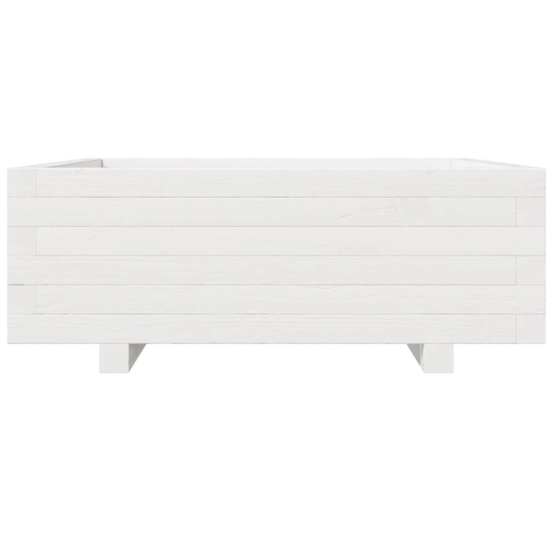 vidaXL dārza puķu kaste, balta, 70x70x26,5 cm, priedes masīvkoks