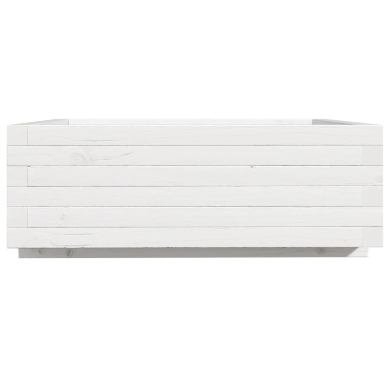 vidaXL dārza puķu kaste, balta, 70x70x26,5 cm, priedes masīvkoks