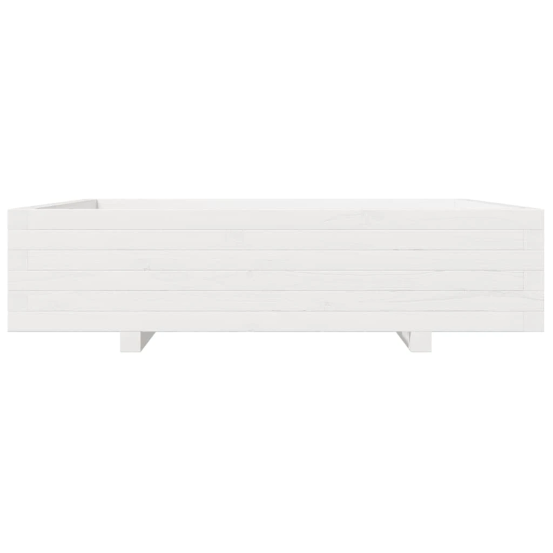 vidaXL dārza puķu kaste, balta, 100x100x26,5 cm, priedes masīvkoks