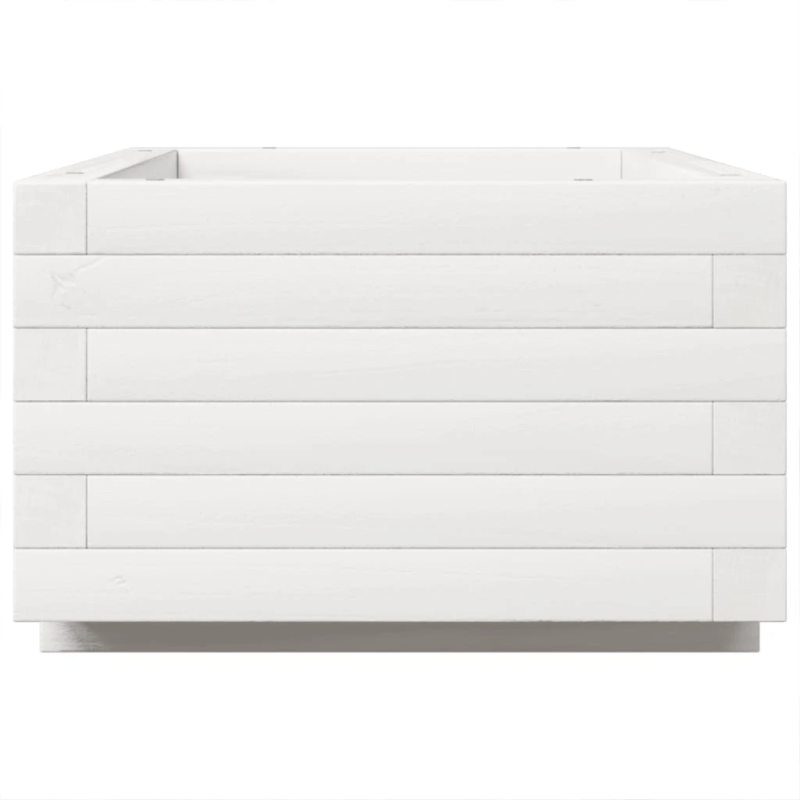 vidaXL dārza puķu kaste, balta, 70x40x26,5 cm, priedes masīvkoks