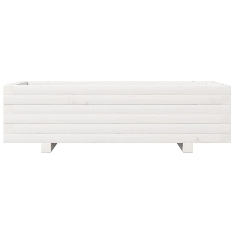 vidaXL dārza puķu kaste, balta, 90x40x26,5 cm, priedes masīvkoks