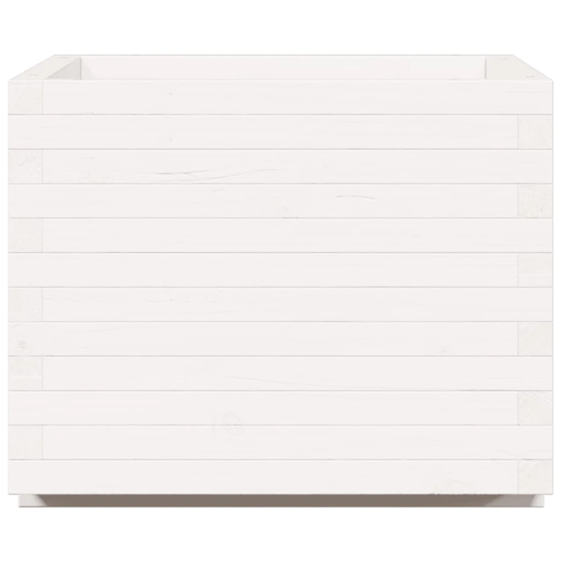 vidaXL dārza puķu kaste, balta, 60x60x49,5 cm, priedes masīvkoks