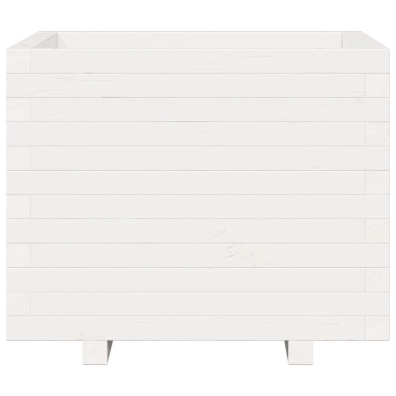 vidaXL dārza puķu kaste, balta, 60x60x49,5 cm, priedes masīvkoks