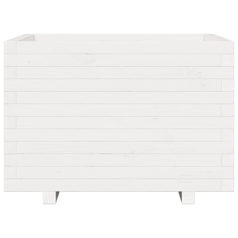 vidaXL dārza puķu kaste, balta, 70x70x49,5 cm, priedes masīvkoks