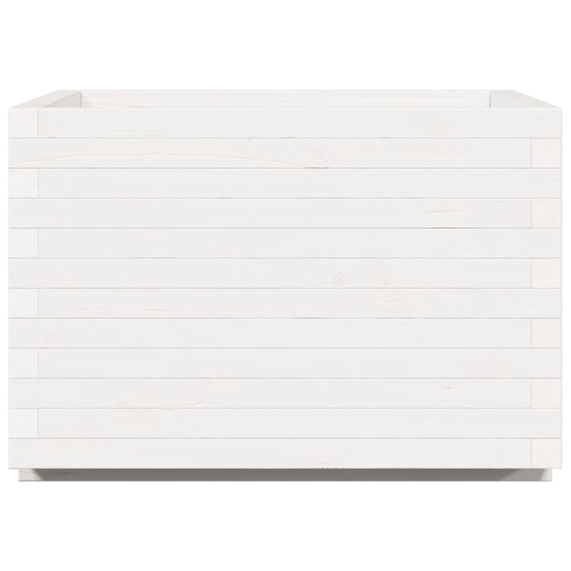 vidaXL dārza puķu kaste, balta, 70x70x49,5 cm, priedes masīvkoks