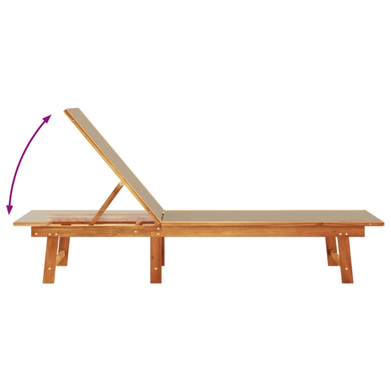 vidaXL sauļošanās zvilnis, pelēkbrūns, akācijas masīvkoks, tekstilēns