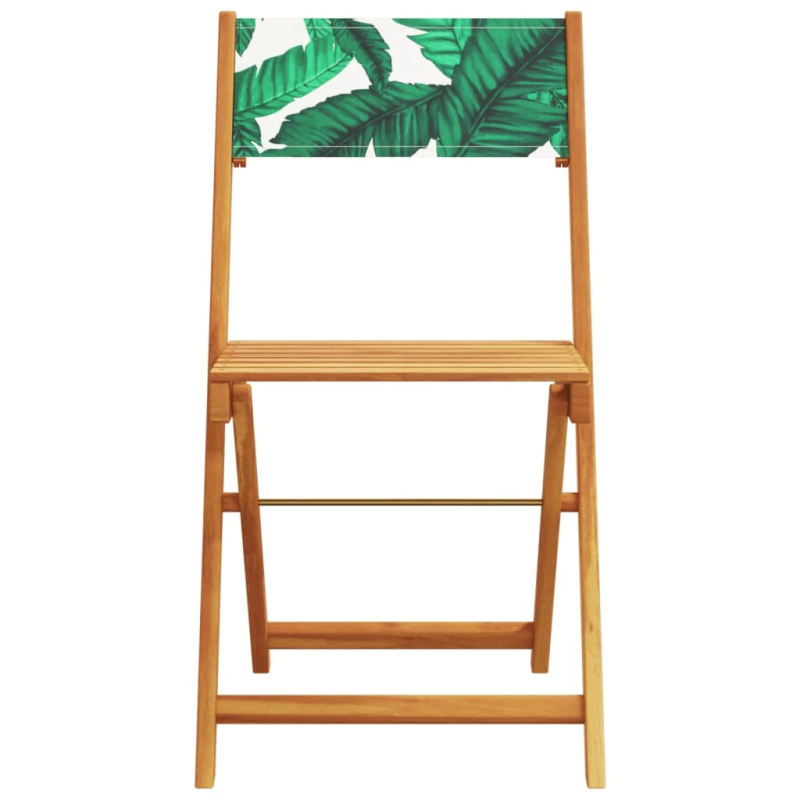 vidaXL 3-daļīgs bistro mēbeļu komplekts, lapu apdruka, audums, koks