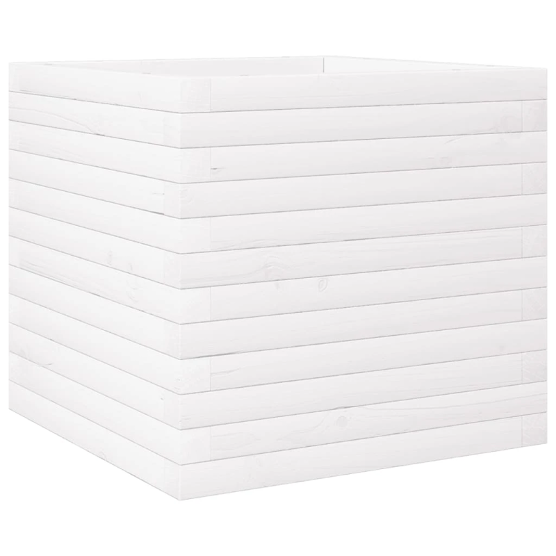 vidaXL dārza puķu kaste, balta, 50x50x46 cm, priedes masīvkoks