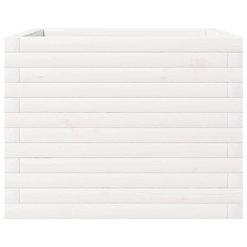 vidaXL dārza puķu kaste, balta, 60x60x46 cm, priedes masīvkoks