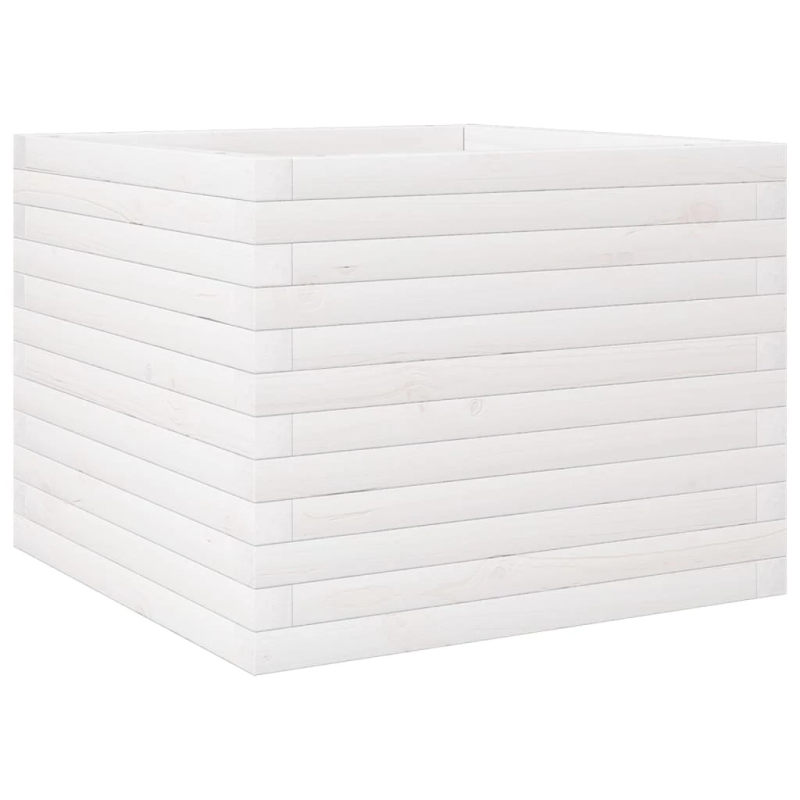 vidaXL dārza puķu kaste, balta, 60x60x46 cm, priedes masīvkoks
