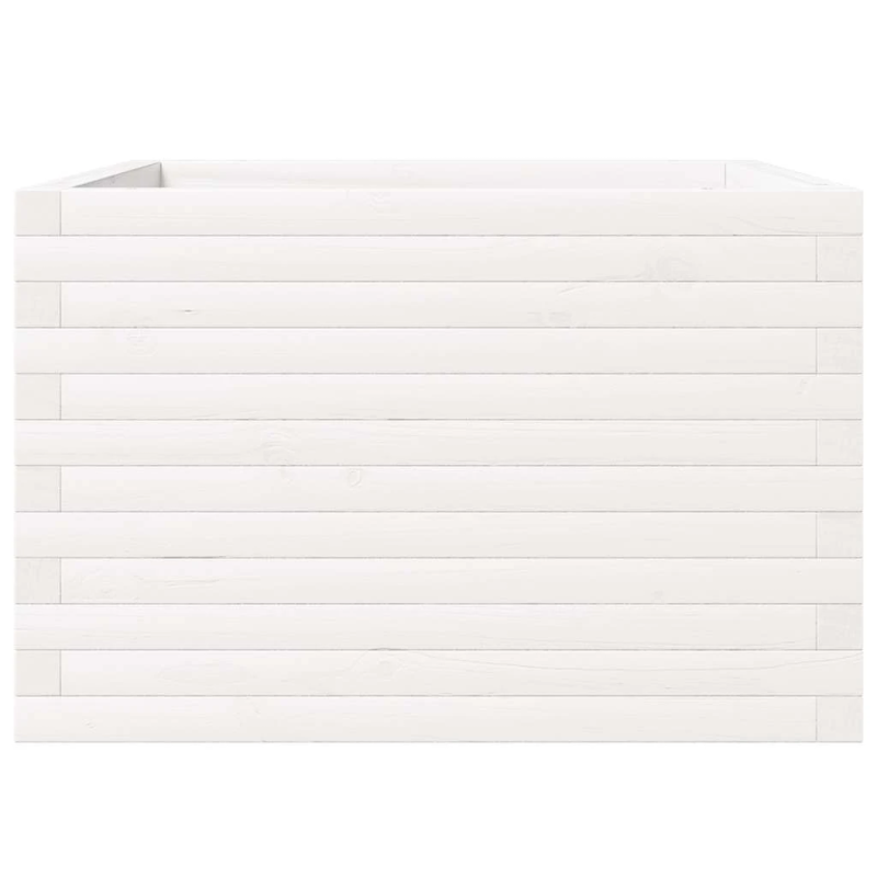 vidaXL dārza puķu kaste, balta, 70x70x46 cm, priedes masīvkoks