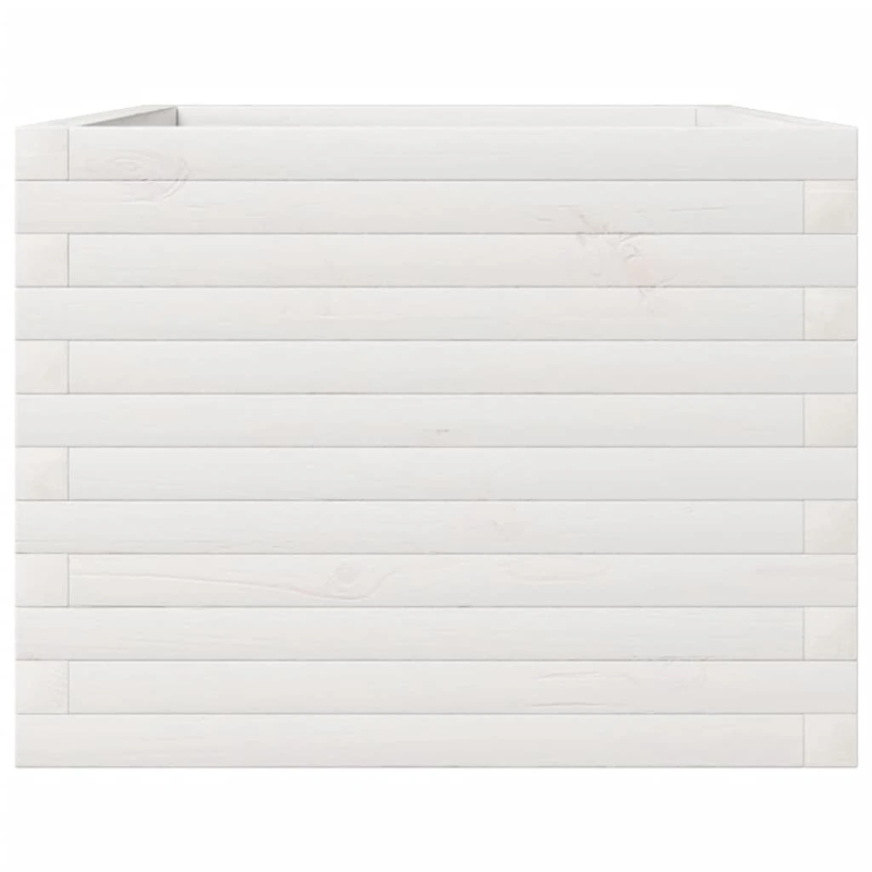 vidaXL dārza puķu kaste, balta, 110x60x46 cm, priedes masīvkoks