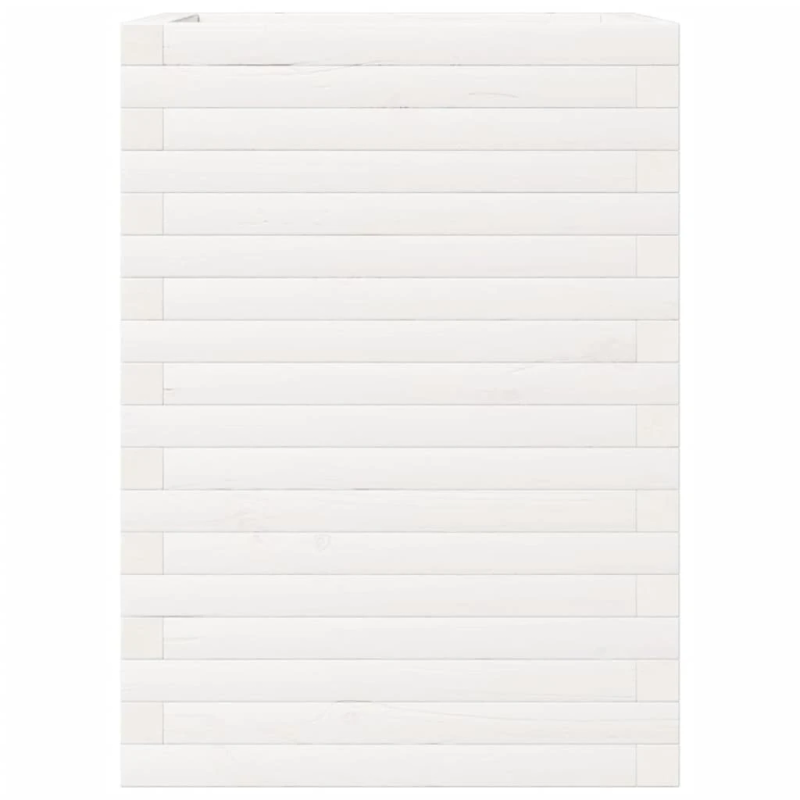 vidaXL dārza puķu kaste, balta, 50x50x68,5 cm, priedes masīvkoks