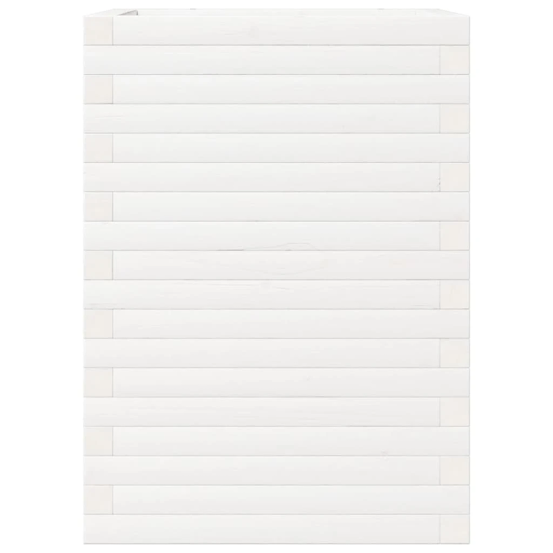 vidaXL dārza puķu kaste, balta, 50x50x68,5 cm, priedes masīvkoks