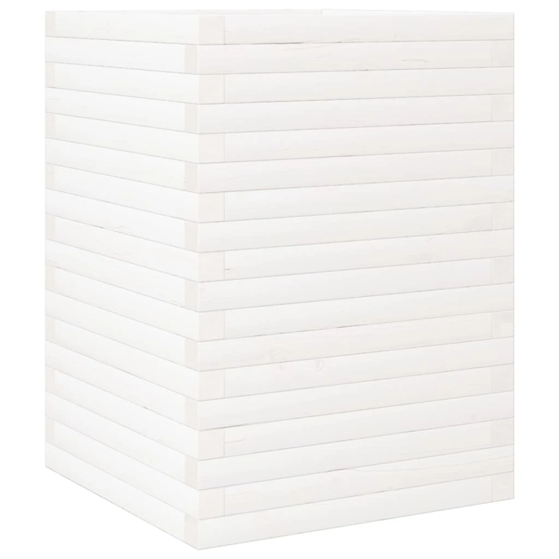 vidaXL dārza puķu kaste, balta, 50x50x68,5 cm, priedes masīvkoks