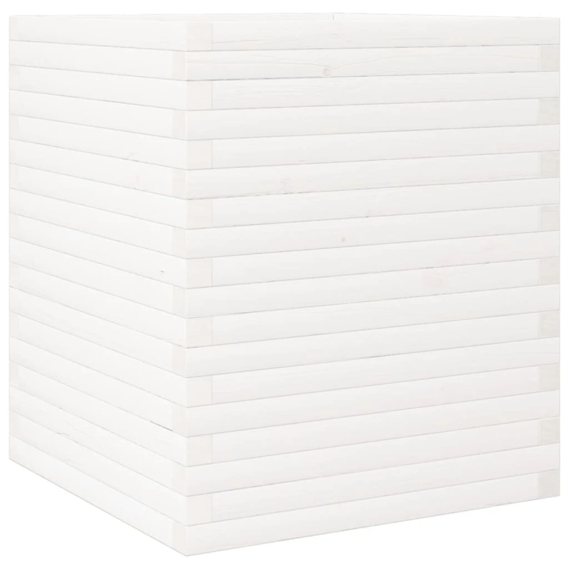 vidaXL dārza puķu kaste, balta, 60x60x68,5 cm, priedes masīvkoks