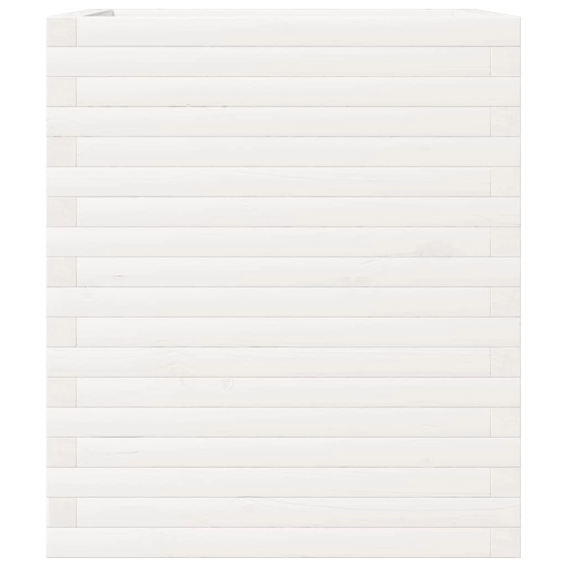 vidaXL dārza puķu kaste, balta, 60x60x68,5 cm, priedes masīvkoks