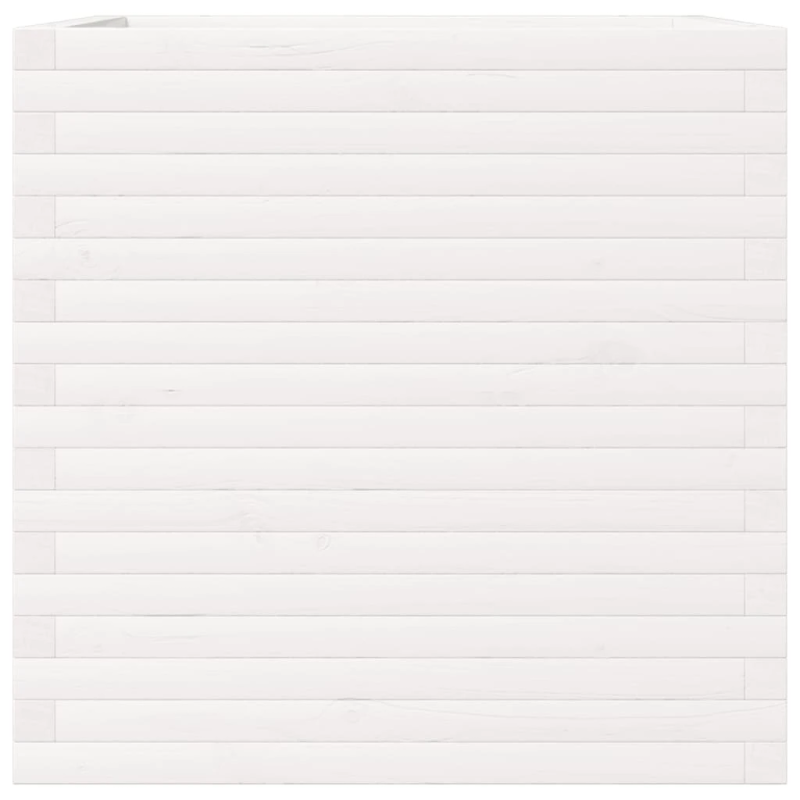 vidaXL dārza puķu kaste, balta, 70x70x68,5 cm, priedes masīvkoks