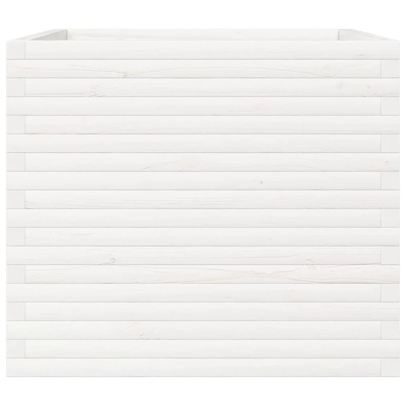 vidaXL dārza puķu kaste, balta, 80x80x68,5 cm, priedes masīvkoks