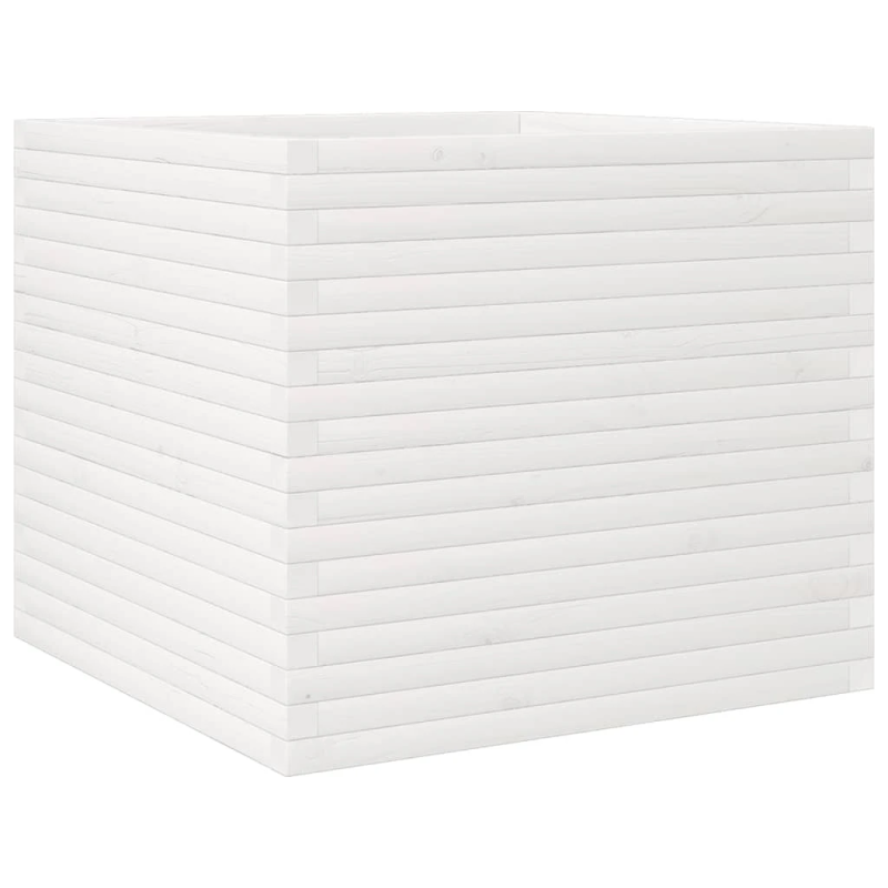 vidaXL dārza puķu kaste, balta, 80x80x68,5 cm, priedes masīvkoks