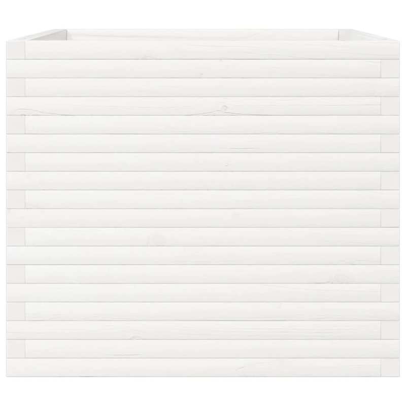 vidaXL dārza puķu kaste, balta, 80x80x68,5 cm, priedes masīvkoks