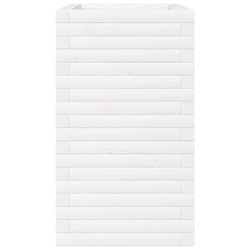 vidaXL dārza puķu kaste, balta, 70x40x68,5 cm, priedes masīvkoks