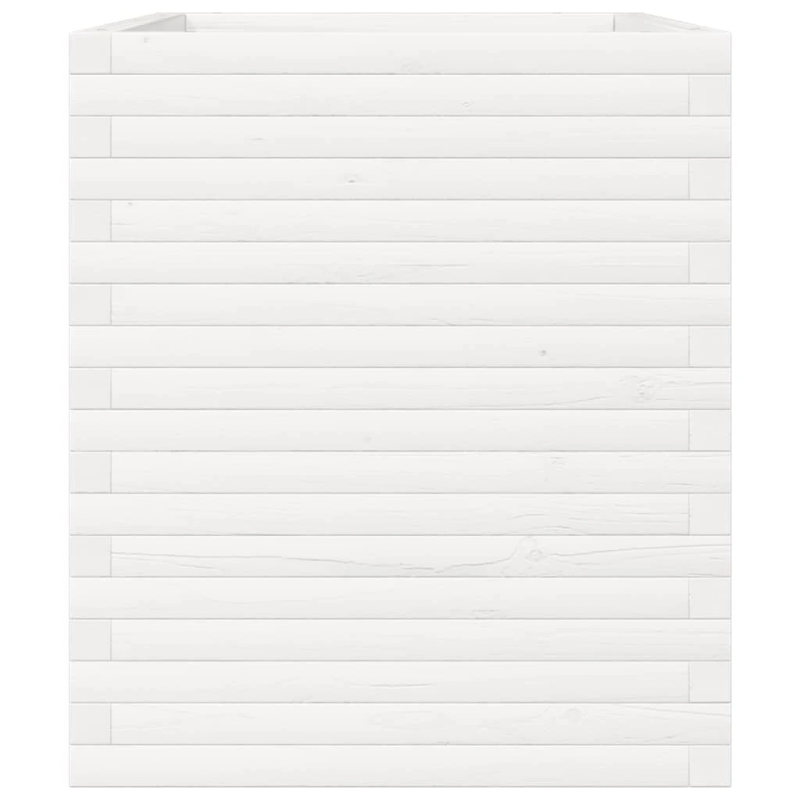 vidaXL dārza puķu kaste, balta, 90x60x68,5 cm, priedes masīvkoks