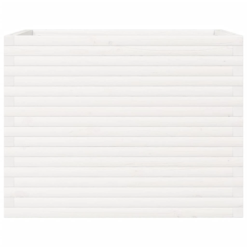 vidaXL dārza puķu kaste, balta, 90x60x68,5 cm, priedes masīvkoks