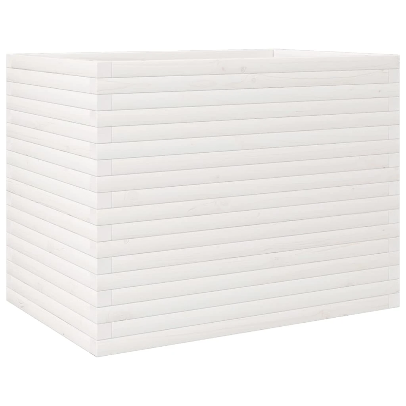 vidaXL dārza puķu kaste, balta, 90x60x68,5 cm, priedes masīvkoks