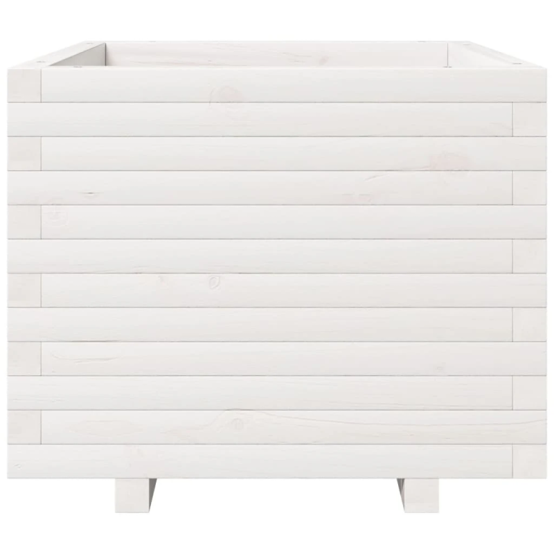 vidaXL dārza puķu kaste, balta, 60x60x49,5 cm, priedes masīvkoks