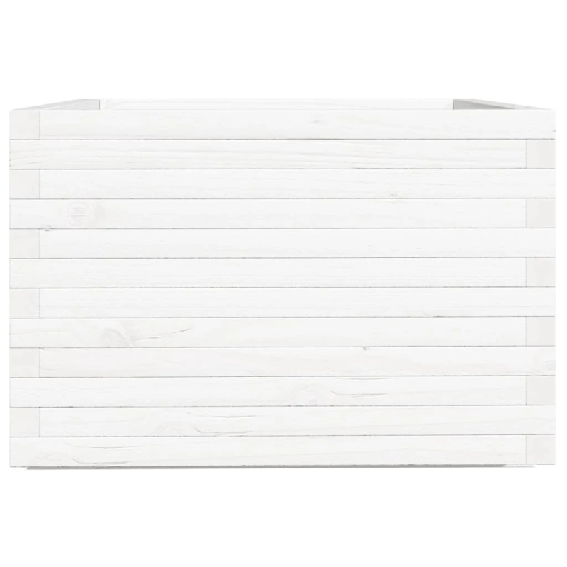 vidaXL dārza puķu kaste, balta, 70x70x49,5 cm, priedes masīvkoks