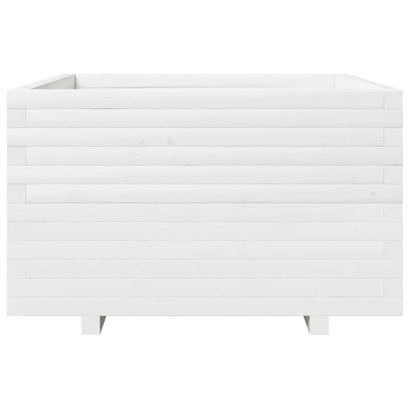 vidaXL dārza puķu kaste, balta, 80x80x49,5 cm, priedes masīvkoks