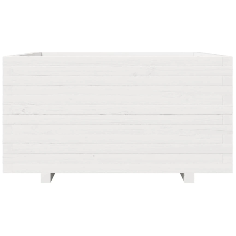 vidaXL dārza puķu kaste, balta, 90x90x49,5 cm, priedes masīvkoks