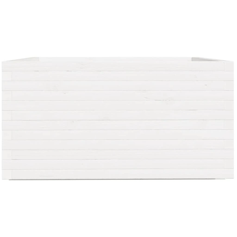 vidaXL dārza puķu kaste, balta, 90x90x49,5 cm, priedes masīvkoks
