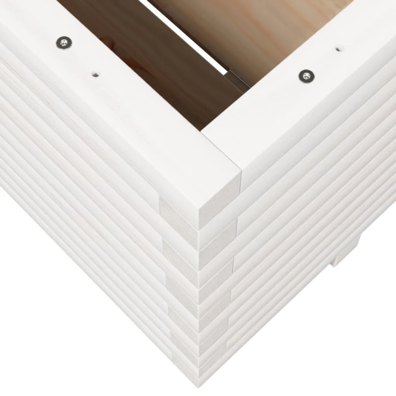 vidaXL dārza puķu kaste, balta, 100x100x49,5 cm, priedes masīvkoks