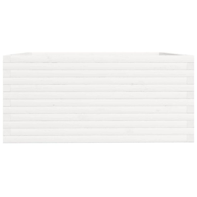 vidaXL dārza puķu kaste, balta, 100x100x49,5 cm, priedes masīvkoks