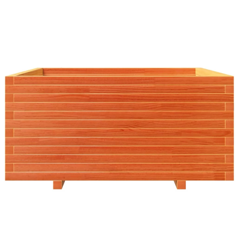 vidaXL dārza puķu kaste, vaska brūnas, 100x100x49,5 cm, priedes koks