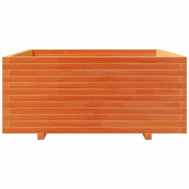 vidaXL dārza puķu kaste, vaska brūnas, 110x110x49,5 cm, priedes koks