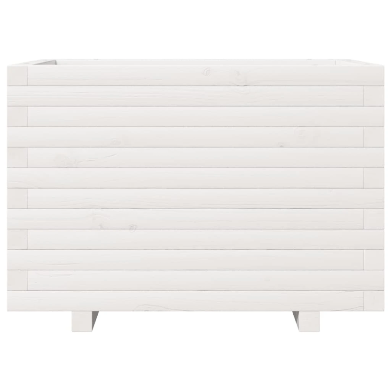 vidaXL dārza puķu kaste, balta, 70x40x49,5 cm, priedes masīvkoks