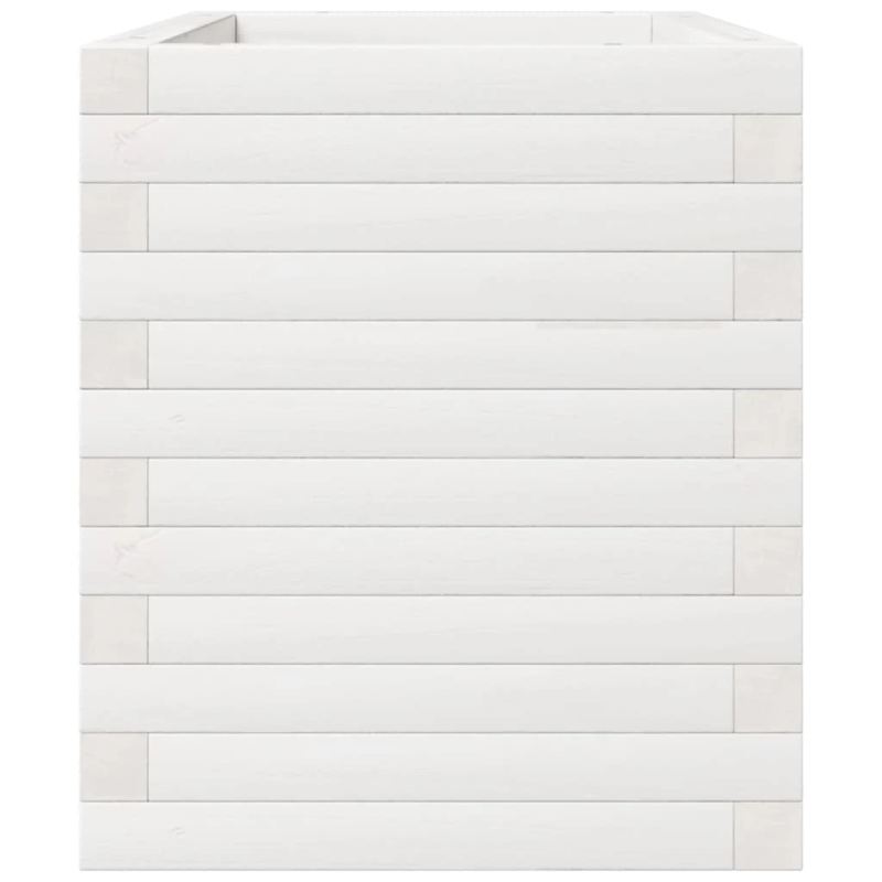 vidaXL dārza puķu kaste, balta, 70x40x49,5 cm, priedes masīvkoks