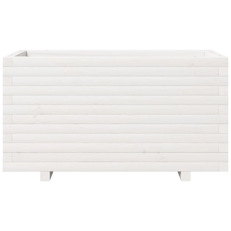 vidaXL dārza puķu kaste, balta, 90x40x49,5 cm, priedes masīvkoks