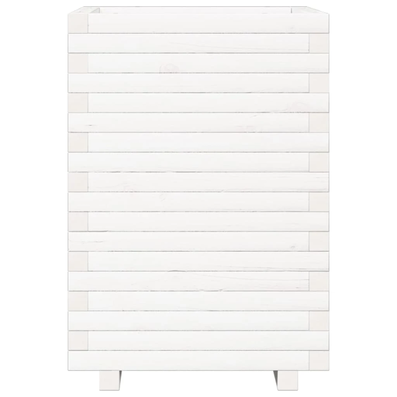 vidaXL dārza puķu kaste, balta, 50x50x72 cm, priedes masīvkoks