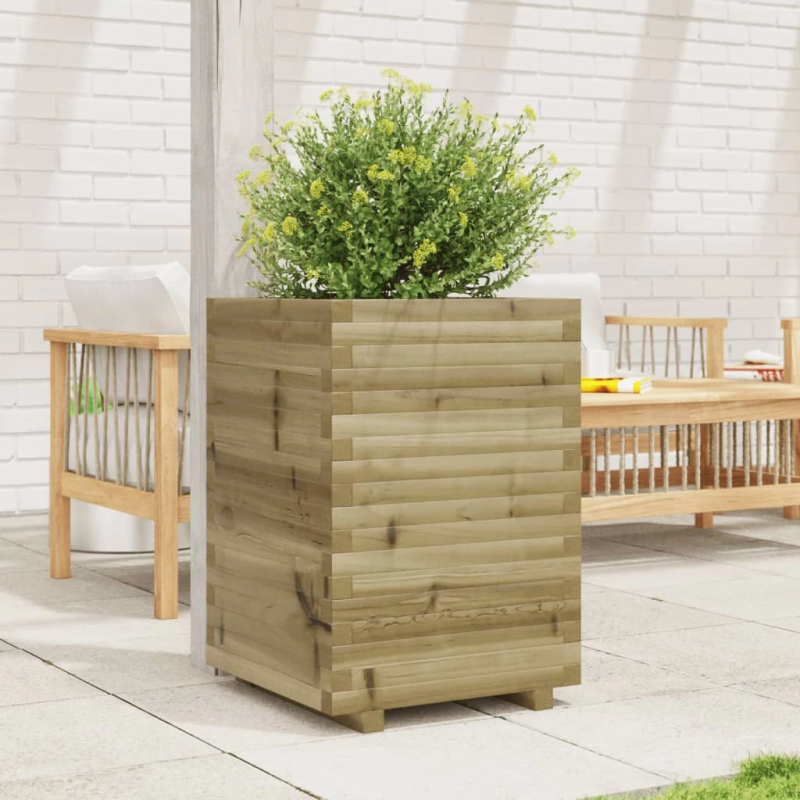 vidaXL dārza puķu kaste, 50x50x72 cm, impregnēts priedes koks