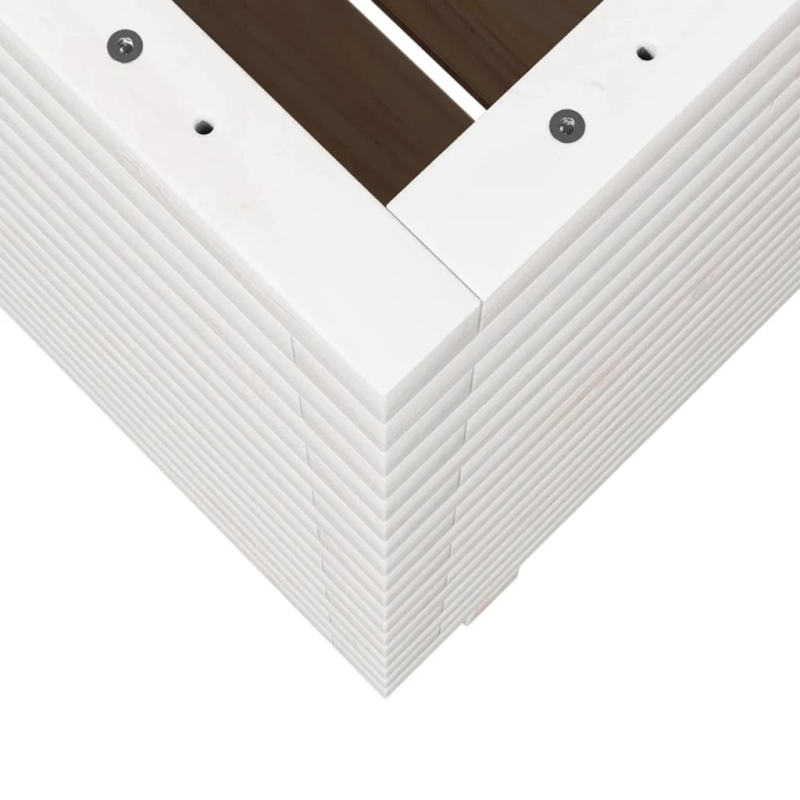 vidaXL dārza puķu kaste, balta, 60x60x72 cm, priedes masīvkoks