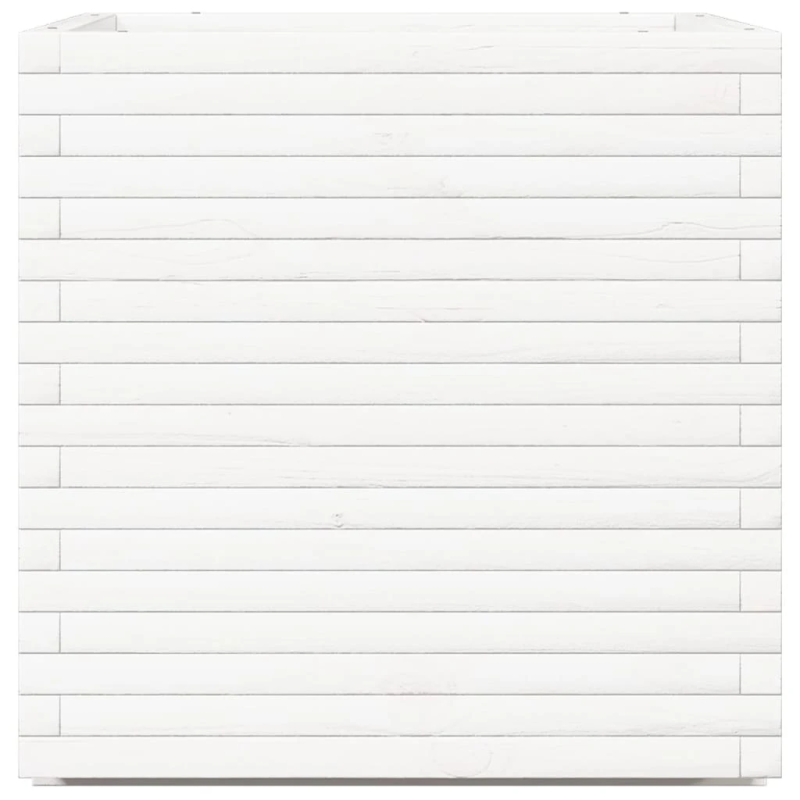 vidaXL dārza puķu kaste, balta, 70x70x72 cm, priedes masīvkoks